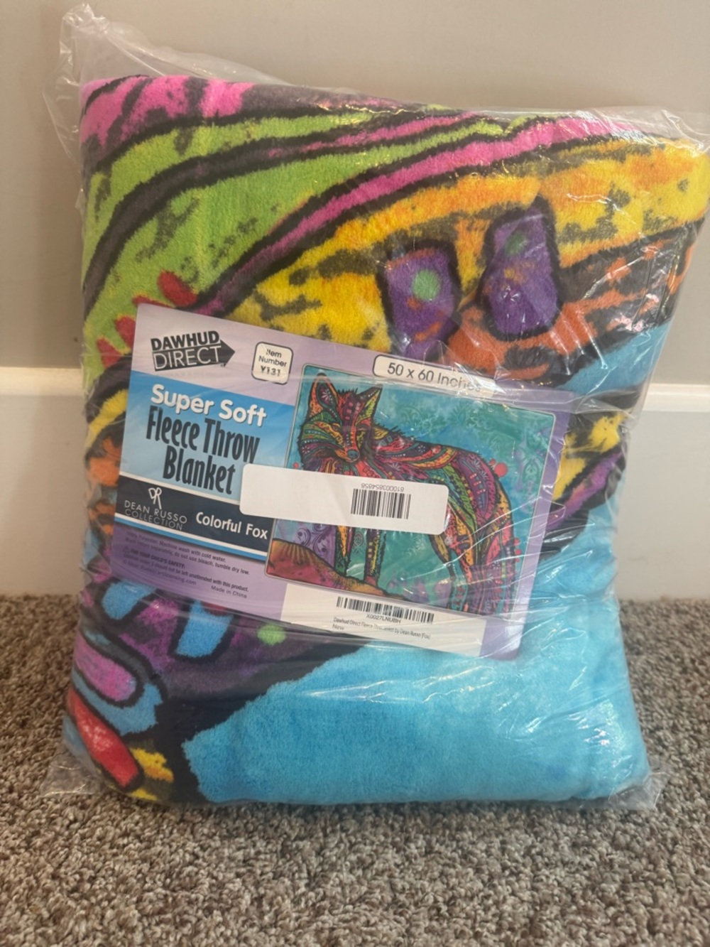 Fox Super Soft Fleece Throw Blanket - Bright Multicolor - Dean Russo Collection